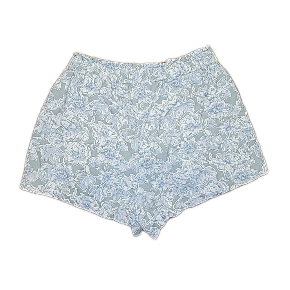 Abercrombie & Fitch Floral Print Shorts Linen Blend LARGE Elastic Waist Pockets - Picture 3 of 11